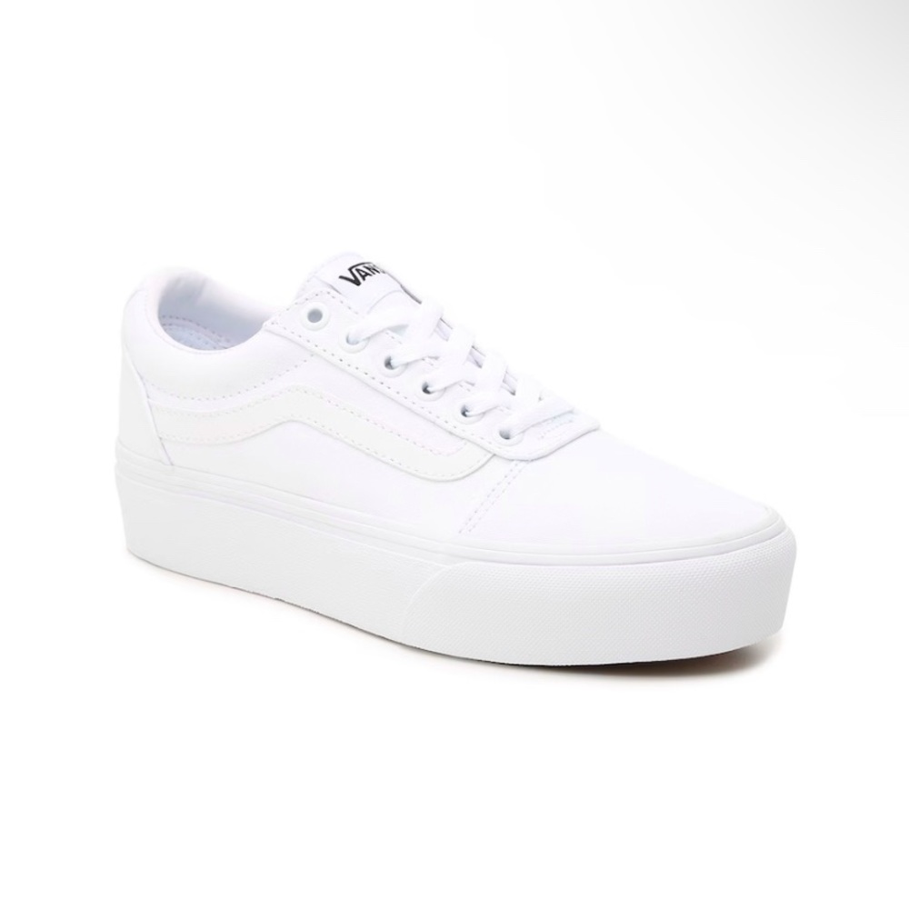 Worn 1x platform Triple White Ward Lo Vans old skool sneakers 6 women’s